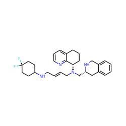 FC1(F)CCC(NC/C=C/CN(C[C@H]2Cc3ccccc3CN2)[C@H]2CCCc3cccnc32)CC1 ZINC001772608987