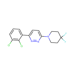 FC1(F)CCN(c2ccc(-c3cccc(Cl)c3Cl)nn2)CC1 ZINC000045340303