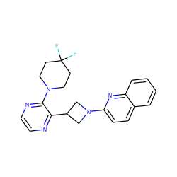 FC1(F)CCN(c2nccnc2C2CN(c3ccc4ccccc4n3)C2)CC1 ZINC000140215280