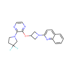 FC1(F)CCN(c2nccnc2OC2CN(c3ccc4ccccc4n3)C2)C1 ZINC000096168860