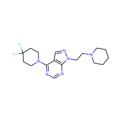 FC1(F)CCN(c2ncnc3c2cnn3CCN2CCCCC2)CC1 ZINC000208753229