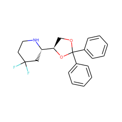 FC1(F)CCN[C@H]([C@H]2COC(c3ccccc3)(c3ccccc3)O2)C1 ZINC000049832273