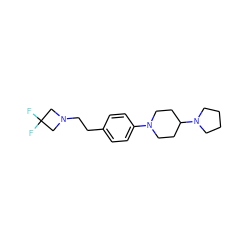 FC1(F)CN(CCc2ccc(N3CCC(N4CCCC4)CC3)cc2)C1 ZINC000103298457