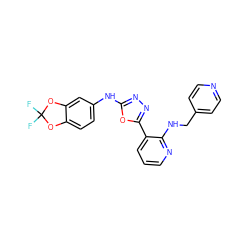 FC1(F)Oc2ccc(Nc3nnc(-c4cccnc4NCc4ccncc4)o3)cc2O1 ZINC000066113782