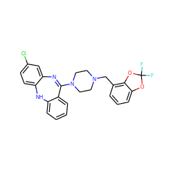 FC1(F)Oc2cccc(CN3CCN(C4=Nc5cc(Cl)ccc5Nc5ccccc54)CC3)c2O1 ZINC000036089410