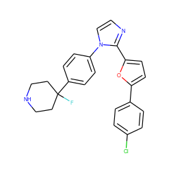 FC1(c2ccc(-n3ccnc3-c3ccc(-c4ccc(Cl)cc4)o3)cc2)CCNCC1 ZINC000299831371