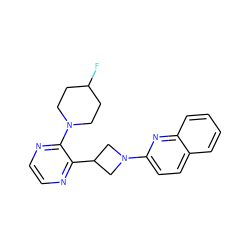 FC1CCN(c2nccnc2C2CN(c3ccc4ccccc4n3)C2)CC1 ZINC000140216097