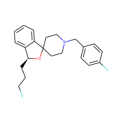 FCCC[C@@H]1OC2(CCN(Cc3ccc(F)cc3)CC2)c2ccccc21 ZINC000045260764