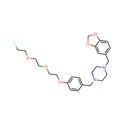 FCCOCCOCCOc1ccc(CN2CCN(Cc3ccc4c(c3)OCO4)CC2)cc1 ZINC000095594236