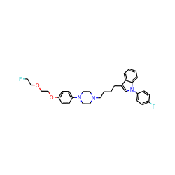 FCCOCCOc1ccc(N2CCN(CCCCc3cn(-c4ccc(F)cc4)c4ccccc34)CC2)cc1 ZINC000653779638