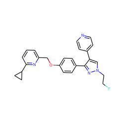 FCCn1cc(-c2ccncc2)c(-c2ccc(OCc3cccc(C4CC4)n3)cc2)n1 ZINC000073196835