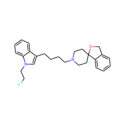 FCCn1cc(CCCCN2CCC3(CC2)OCc2ccccc23)c2ccccc21 ZINC000653782553