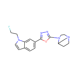 FCCn1ccc2ccc(-c3nnc(N4CCN5CCC4CC5)o3)cc21 ZINC000068245922