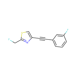 FCc1nc(C#Cc2cccc(F)c2)cs1 ZINC000028701633