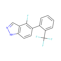 Fc1c(-c2ccccc2C(F)(F)F)ccc2[nH]ncc12 ZINC000169329445