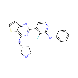 Fc1c(-c2nc(N[C@@H]3CCNC3)c3sccc3n2)ccnc1Nc1ccccc1 ZINC000223672628