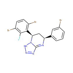 Fc1c(Br)ccc(Br)c1[C@H]1C[C@@H](c2cccc(Br)c2)N=C2N=NNN21 ZINC000213614779