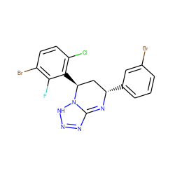 Fc1c(Br)ccc(Cl)c1[C@H]1C[C@H](c2cccc(Br)c2)N=C2N=NNN21 ZINC000473249096