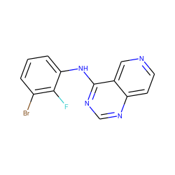 Fc1c(Br)cccc1Nc1ncnc2ccncc12 ZINC000029133363