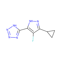 Fc1c(C2CC2)n[nH]c1-c1nnn[nH]1 ZINC000028824293