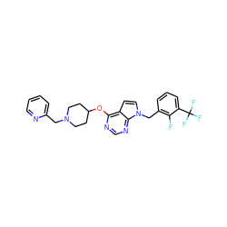 Fc1c(Cn2ccc3c(OC4CCN(Cc5ccccn5)CC4)ncnc32)cccc1C(F)(F)F ZINC000084619258