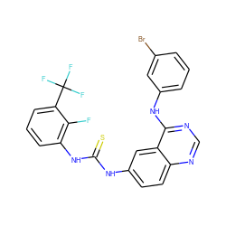 Fc1c(NC(=S)Nc2ccc3ncnc(Nc4cccc(Br)c4)c3c2)cccc1C(F)(F)F ZINC001772615695