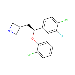 Fc1cc([C@H](CC2CNC2)Oc2ccccc2Cl)ccc1Cl ZINC000299836002