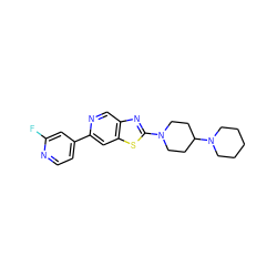 Fc1cc(-c2cc3sc(N4CCC(N5CCCCC5)CC4)nc3cn2)ccn1 ZINC000045285949