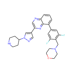 Fc1cc(-c2cccc3ncc(-c4cnn(C5CCNCC5)c4)nc23)cc(F)c1CN1CCOCC1 ZINC000049070412