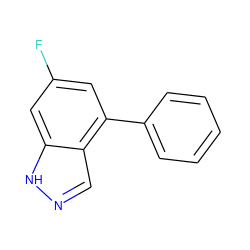 Fc1cc(-c2ccccc2)c2cn[nH]c2c1 ZINC000653845470