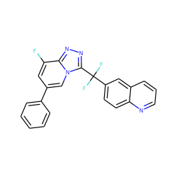 Fc1cc(-c2ccccc2)cn2c(C(F)(F)c3ccc4ncccc4c3)nnc12 ZINC000299860759