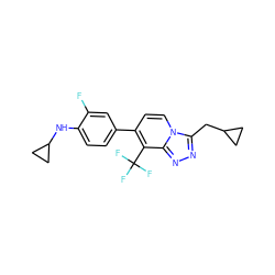 Fc1cc(-c2ccn3c(CC4CC4)nnc3c2C(F)(F)F)ccc1NC1CC1 ZINC000114489211