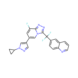 Fc1cc(-c2cnn(C3CC3)c2)cn2c(C(F)(F)c3ccc4ncccc4c3)nnc12 ZINC000299854657