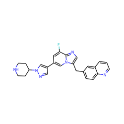 Fc1cc(-c2cnn(C3CCNCC3)c2)cn2c(Cc3ccc4ncccc4c3)cnc12 ZINC000205332477