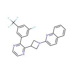 Fc1cc(-c2nccnc2C2CN(c3ccc4ccccc4n3)C2)cc(C(F)(F)F)c1 ZINC000139825515