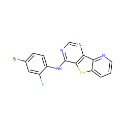 Fc1cc(Br)ccc1Nc1ncnc2c1sc1cccnc12 ZINC000095575361