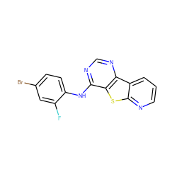 Fc1cc(Br)ccc1Nc1ncnc2c1sc1ncccc12 ZINC000095573620