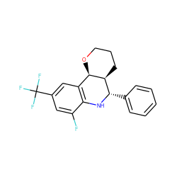 Fc1cc(C(F)(F)F)cc2c1N[C@@H](c1ccccc1)[C@@H]1CCCO[C@H]21 ZINC000049013815