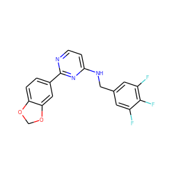 Fc1cc(CNc2ccnc(-c3ccc4c(c3)OCO4)n2)cc(F)c1F ZINC000096271420