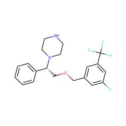 Fc1cc(COC[C@H](c2ccccc2)N2CCNCC2)cc(C(F)(F)F)c1 ZINC000022926769