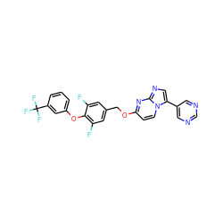 Fc1cc(COc2ccn3c(-c4cncnc4)cnc3n2)cc(F)c1Oc1cccc(C(F)(F)F)c1 ZINC000473154602