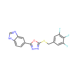 Fc1cc(CSc2nnc(-c3ccc4[nH]cnc4c3)o2)cc(F)c1F ZINC000116895166