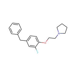 Fc1cc(Cc2ccccc2)ccc1OCCN1CCCC1 ZINC000013805466