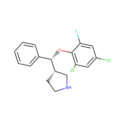 Fc1cc(Cl)cc(Cl)c1O[C@@H](c1ccccc1)[C@H]1CCNC1 ZINC000095587361