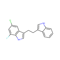 Fc1cc(Cl)cc2c(CCc3c[nH]c4ccccc34)c[nH]c12 ZINC000299819201