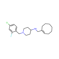 Fc1cc(Cl)ccc1CN1CCC(NCC2=CCCCCCC2)CC1 ZINC000040395653