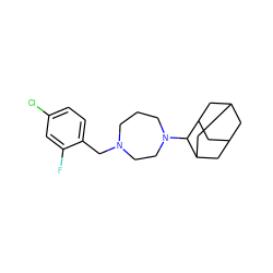 Fc1cc(Cl)ccc1CN1CCCN(C2C3CC4CC(C3)CC2C4)CC1 ZINC000040407934