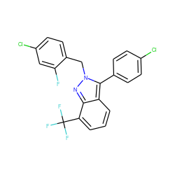 Fc1cc(Cl)ccc1Cn1nc2c(C(F)(F)F)cccc2c1-c1ccc(Cl)cc1 ZINC000040423905