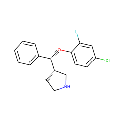 Fc1cc(Cl)ccc1O[C@@H](c1ccccc1)[C@H]1CCNC1 ZINC000095585911