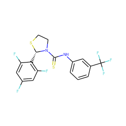 Fc1cc(F)c([C@@H]2SCCN2C(=S)Nc2cccc(C(F)(F)F)c2)c(F)c1 ZINC000013865094